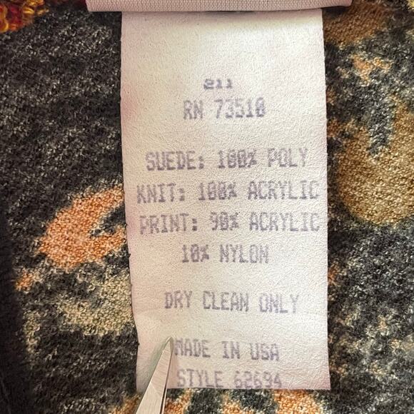 f. l. malik VTG Asian Inspired Multimedia Top XL Black Suede Floral Patchwork - Picture 6 of 9